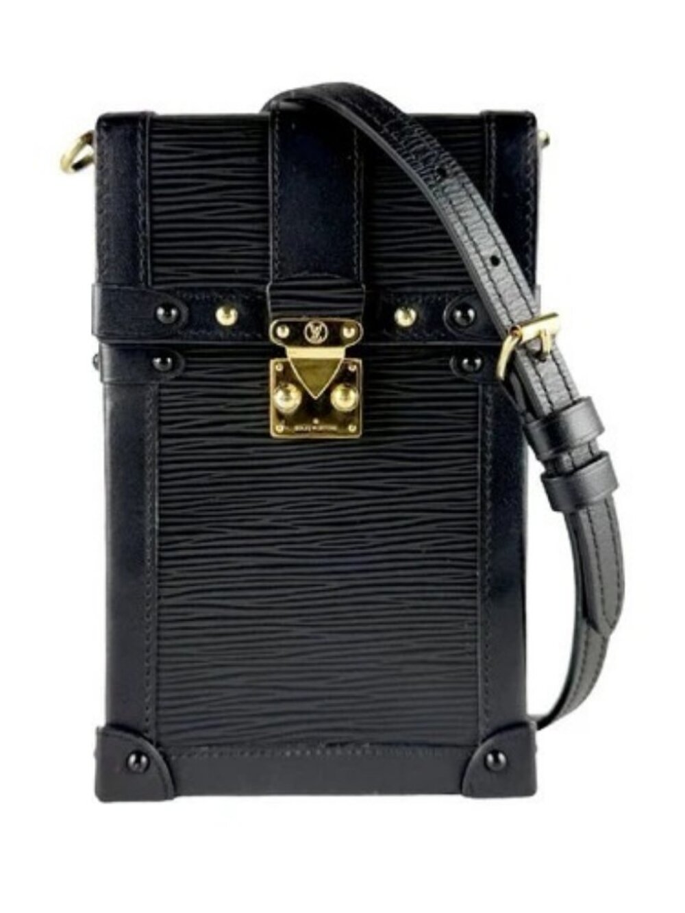 Auth LOUIS VUITTON Epi Pochette Trunk Vertical Shoulder Bag Black M67871 z10072